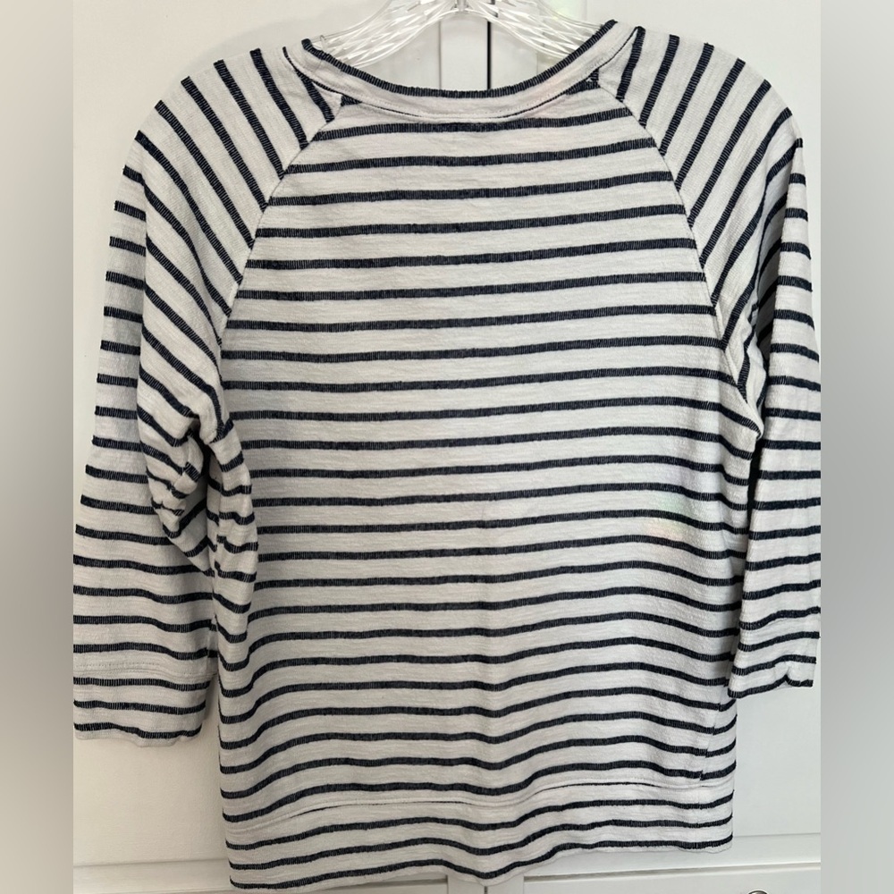 Loft Women‎ Crew Neck 3/4 Sleeve Navy/White Striped Top Shirt Nautical Preppy XS